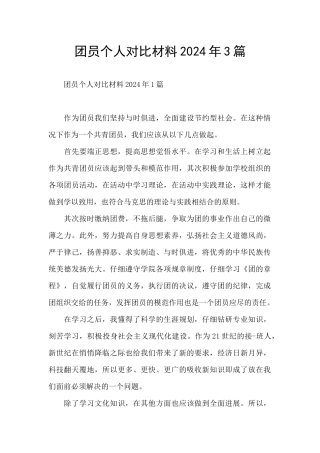 团员个人对照材料2024年3篇