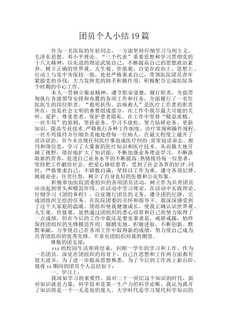团员个人小结19篇