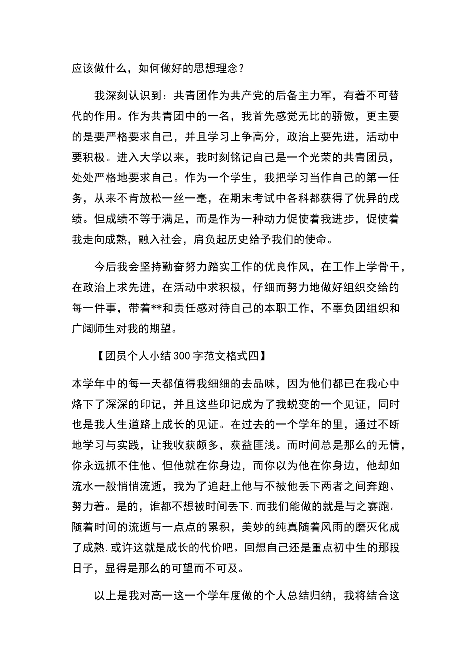 团员个人小结300字_第2页