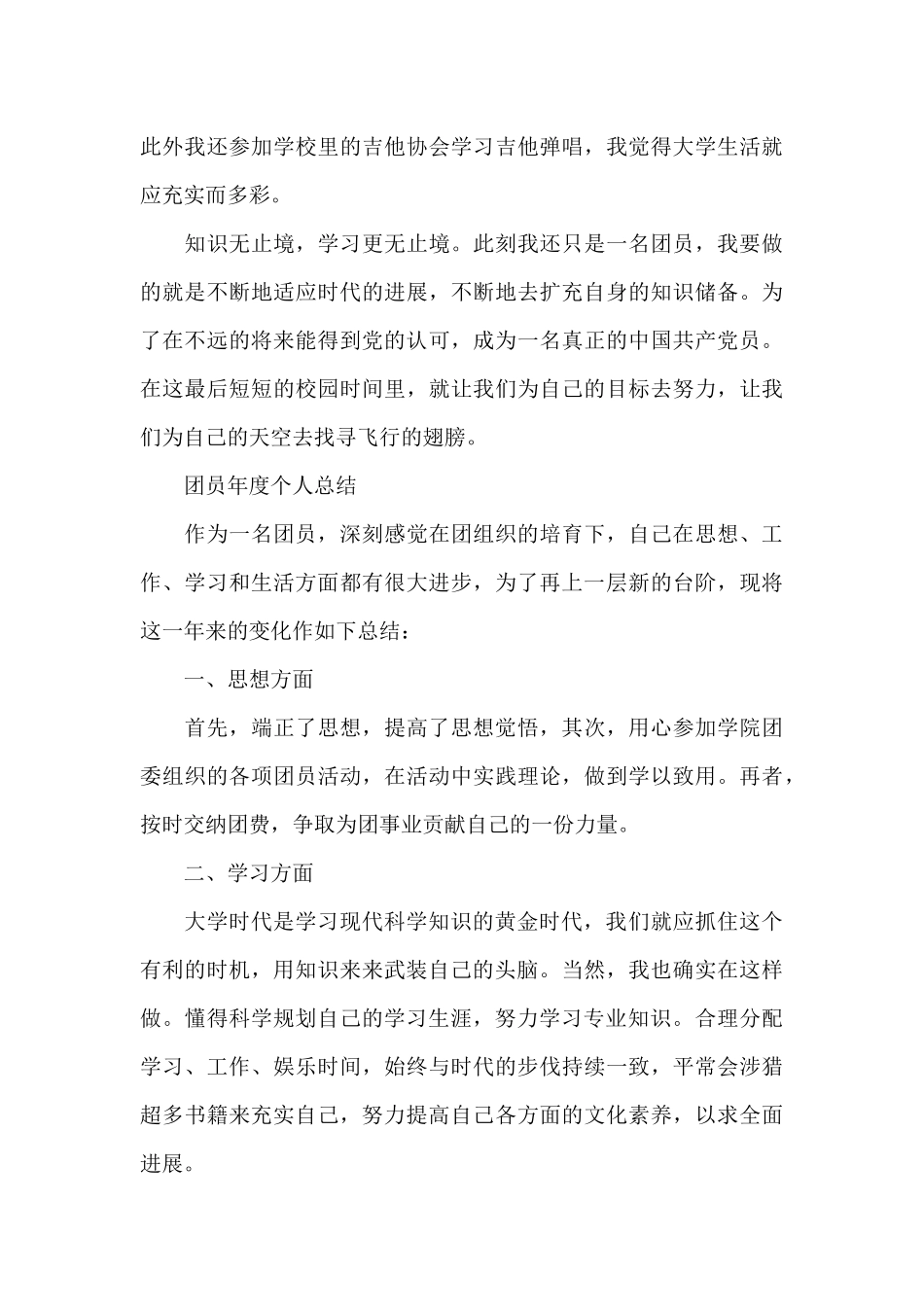 团员年度个人总结2024_第3页