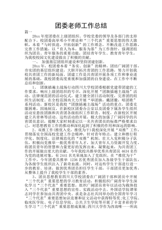 团委老师工作总结