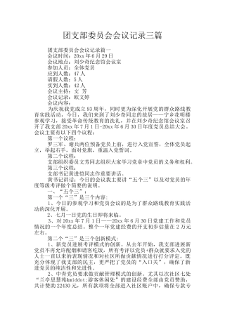 团支部委员会会议记录三篇