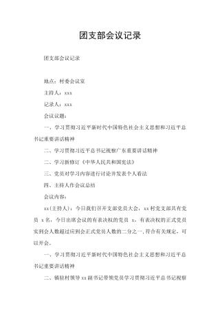 团支部会议记录