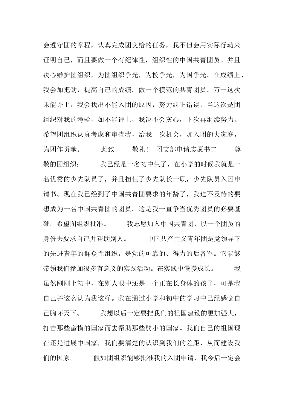 团支部申请志愿书五篇_第2页