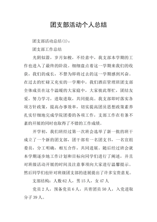 团支部活动个人总结