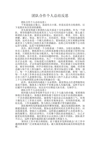 团队合作个人总结反思