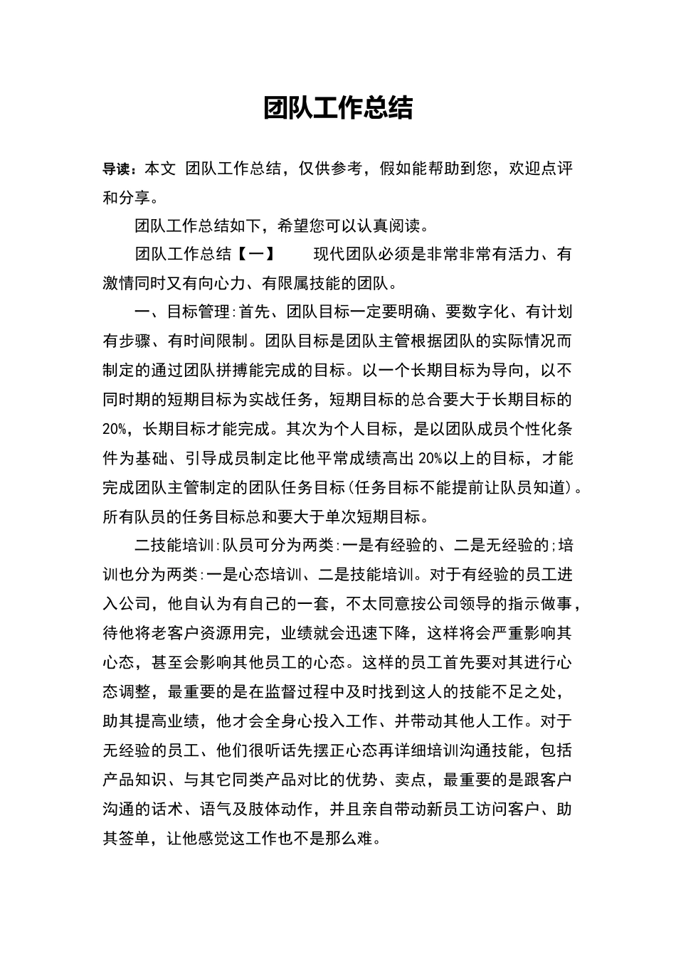 团队工作总结_第1页