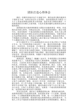 团队打造心得体会