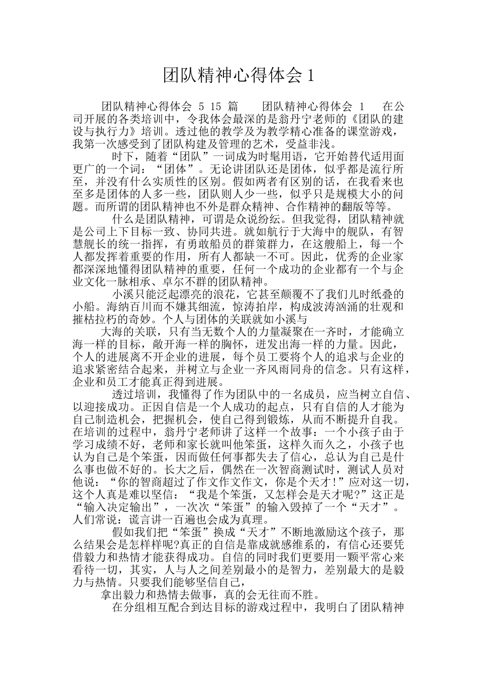 团队精神心得体会1_第1页