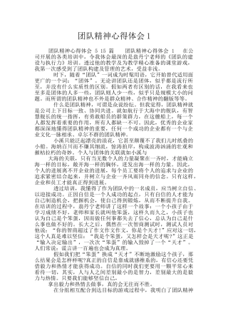 团队精神心得体会1