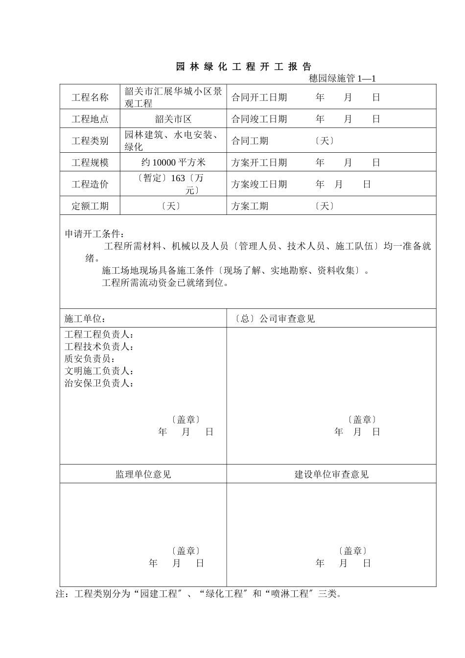 园林绿化工程程序表格_第1页