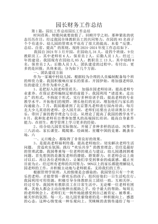园长财务工作总结