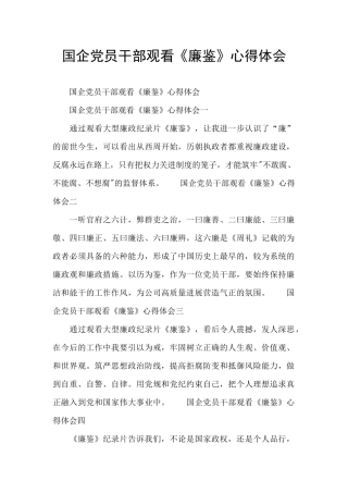 国企党员干部观看《廉鉴》心得体会