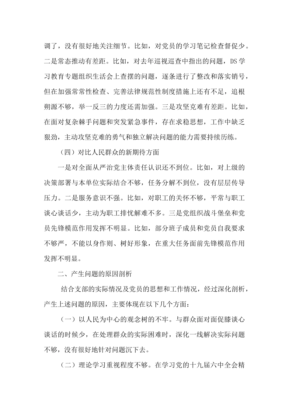 国企党支部2024年度支委班子对照检查材料范文_第3页