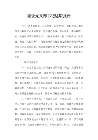 国企党支部书记述职报告