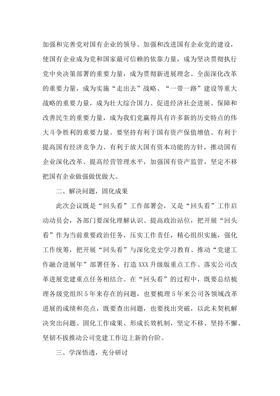 国企公司贯彻落实情况“回头看”动员部署会讲话材料_第2页
