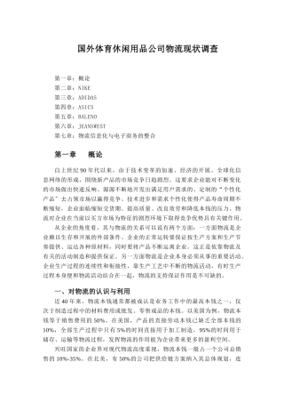 国外体育休闲用品公司物流现状调
