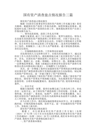 国有资产清查盘点情况报告三篇