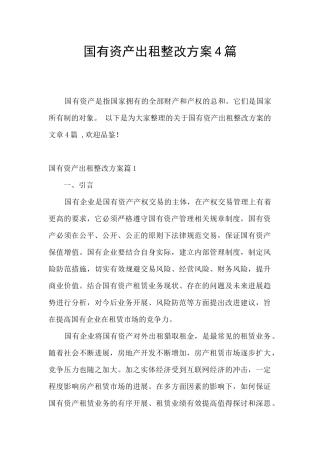 国有资产出租整改方案4篇