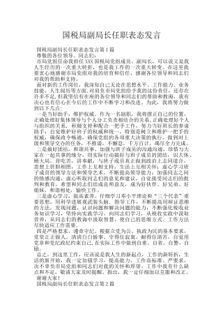 国税局副局长任职表态发言