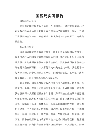 国税局实习报告