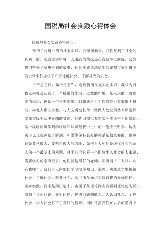 国税局社会实践心得体会