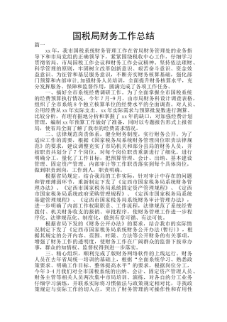 国税局财务工作总结