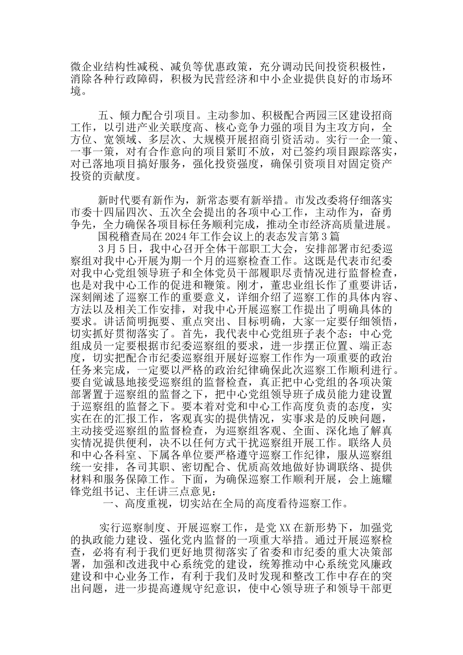 国税稽查局在2024年工作会议上表态发言_第3页