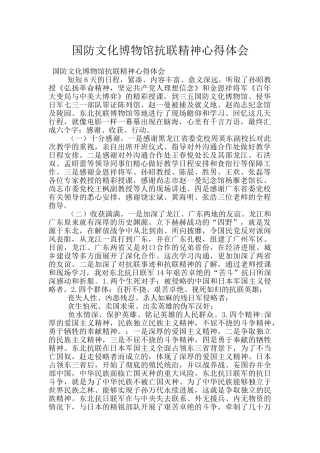 国防文化博物馆抗联精神心得体会