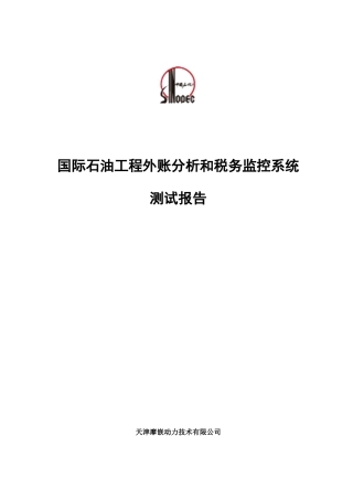 国际石油工程公司外帐分析和税务监控系统测试报告