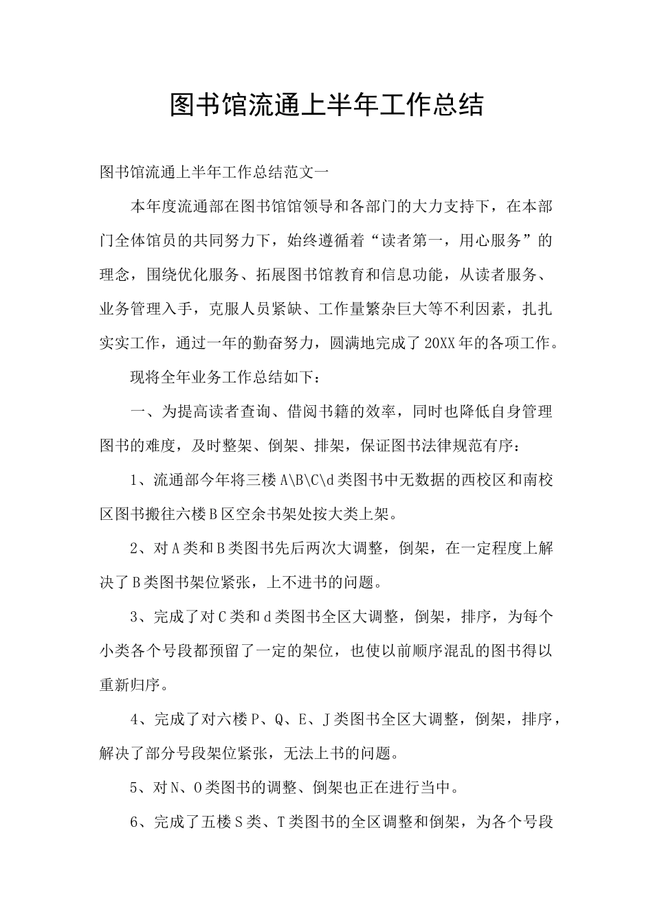 图书馆流通上半年工作总结_第1页