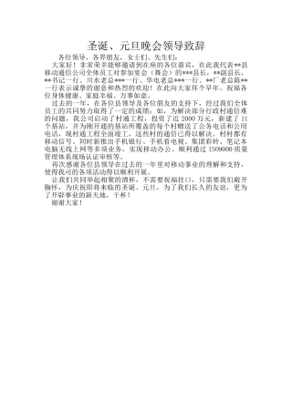 圣诞、元旦晚会领导致辞
