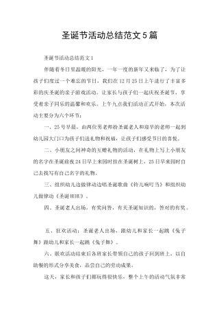 圣诞节活动总结范文5篇