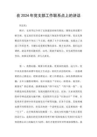 在2024年党支部工作联系点上的讲话