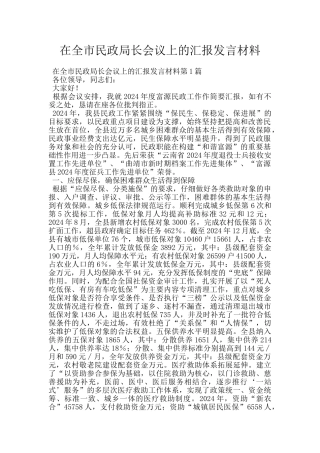 在全市民政局长会议上的汇报发言材料