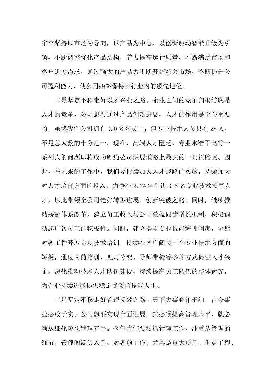 在公司2024年发展工作务虚会上的发言_第3页