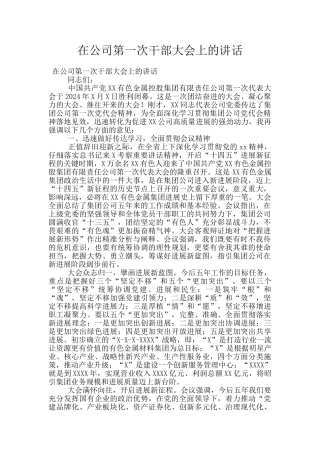在公司第一次干部大会上的讲话