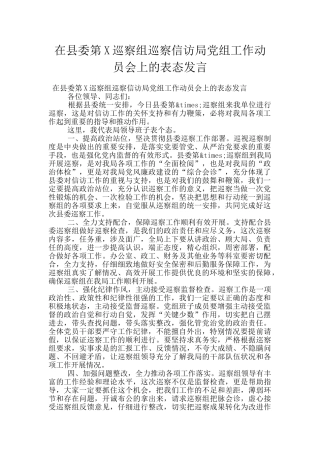在县委第X巡察组巡察信访局党组工作动员会上的表态发言