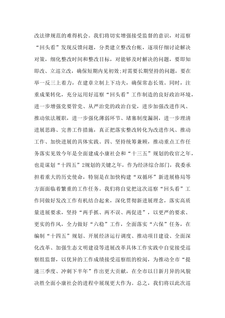 在发改委党组巡察“回头看”工作动员会上的表态发言范文_第3页