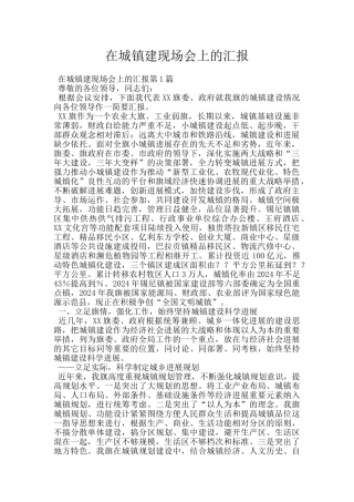 在城镇建现场会上的汇报