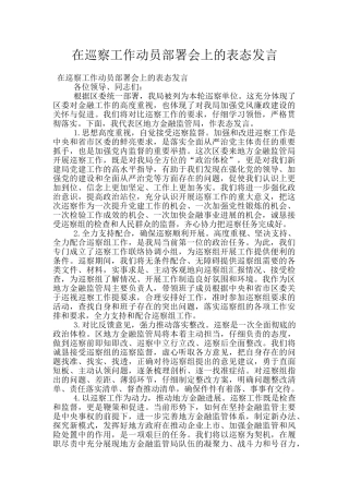 在巡察工作动员部署会上的表态发言