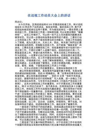 在巡视工作动员大会上的讲话