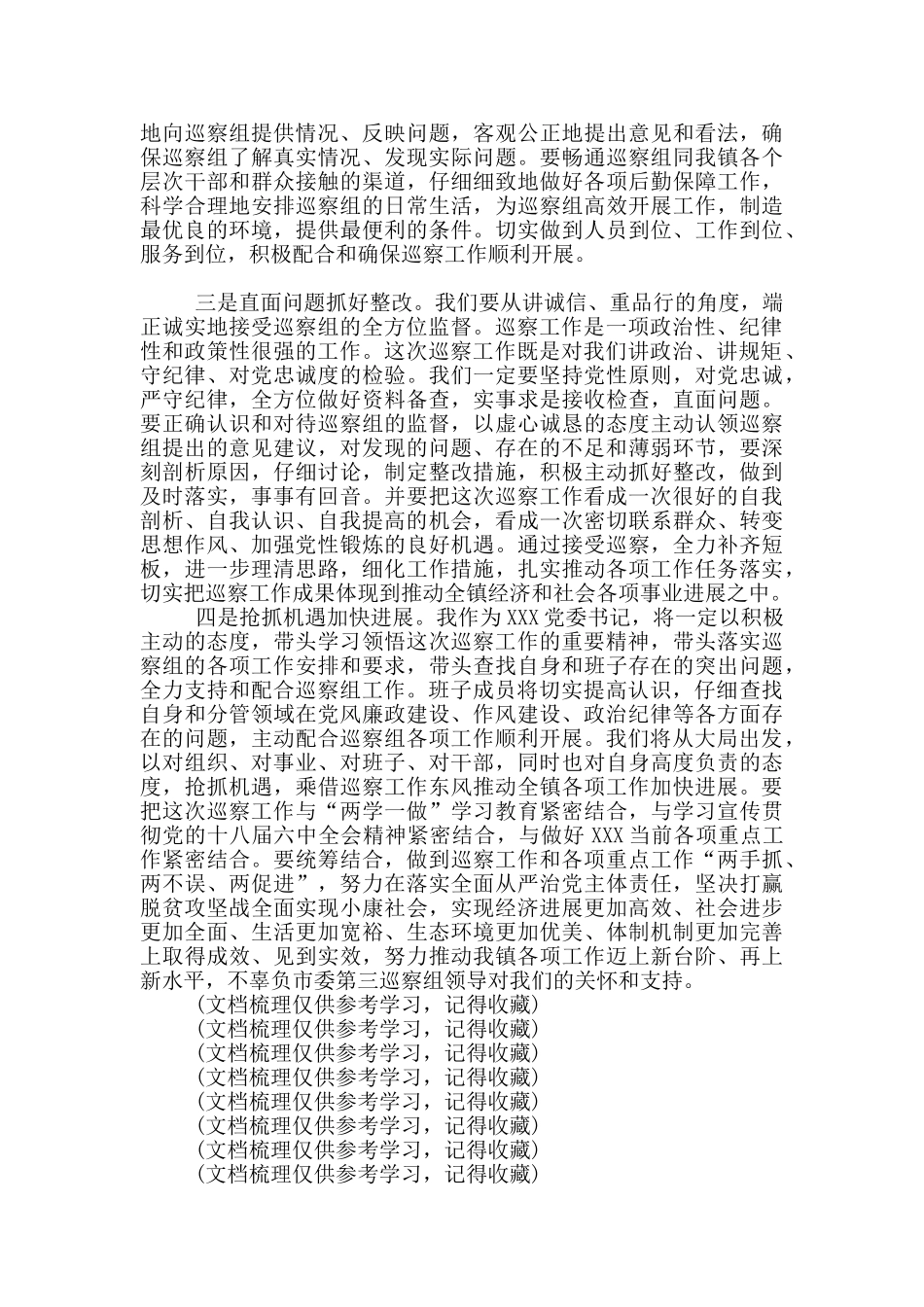 在市委“回头看”第三巡察组表态发言文档_第2页