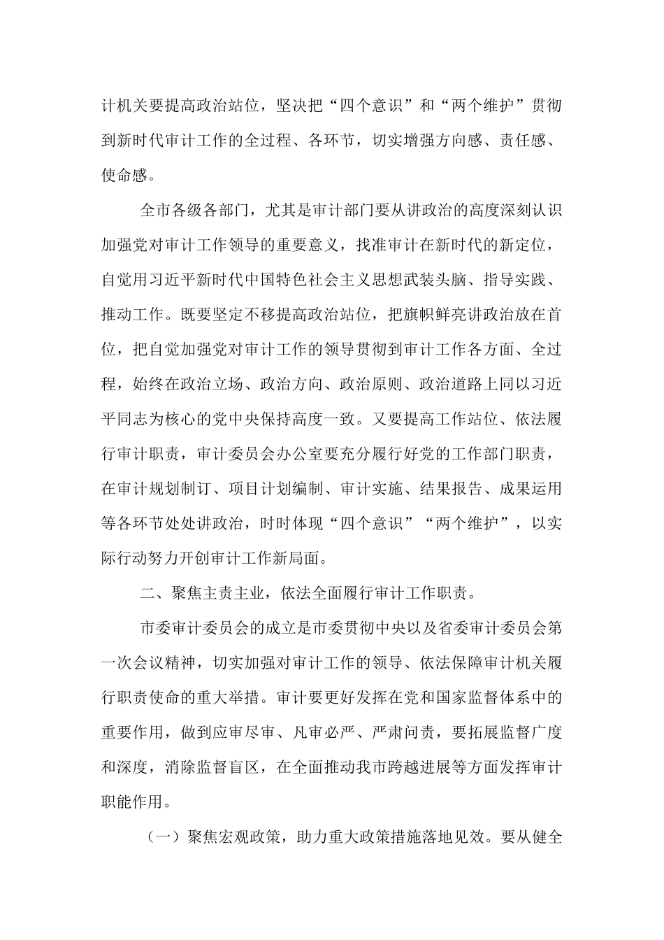 在市委审计委员会第一次会议上讲话_第2页