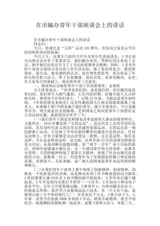在市编办青年干部座谈会上的讲话