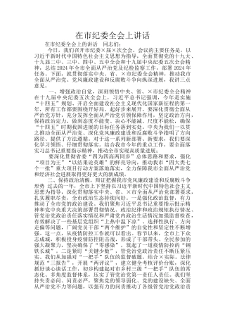 在市纪委全会上讲话