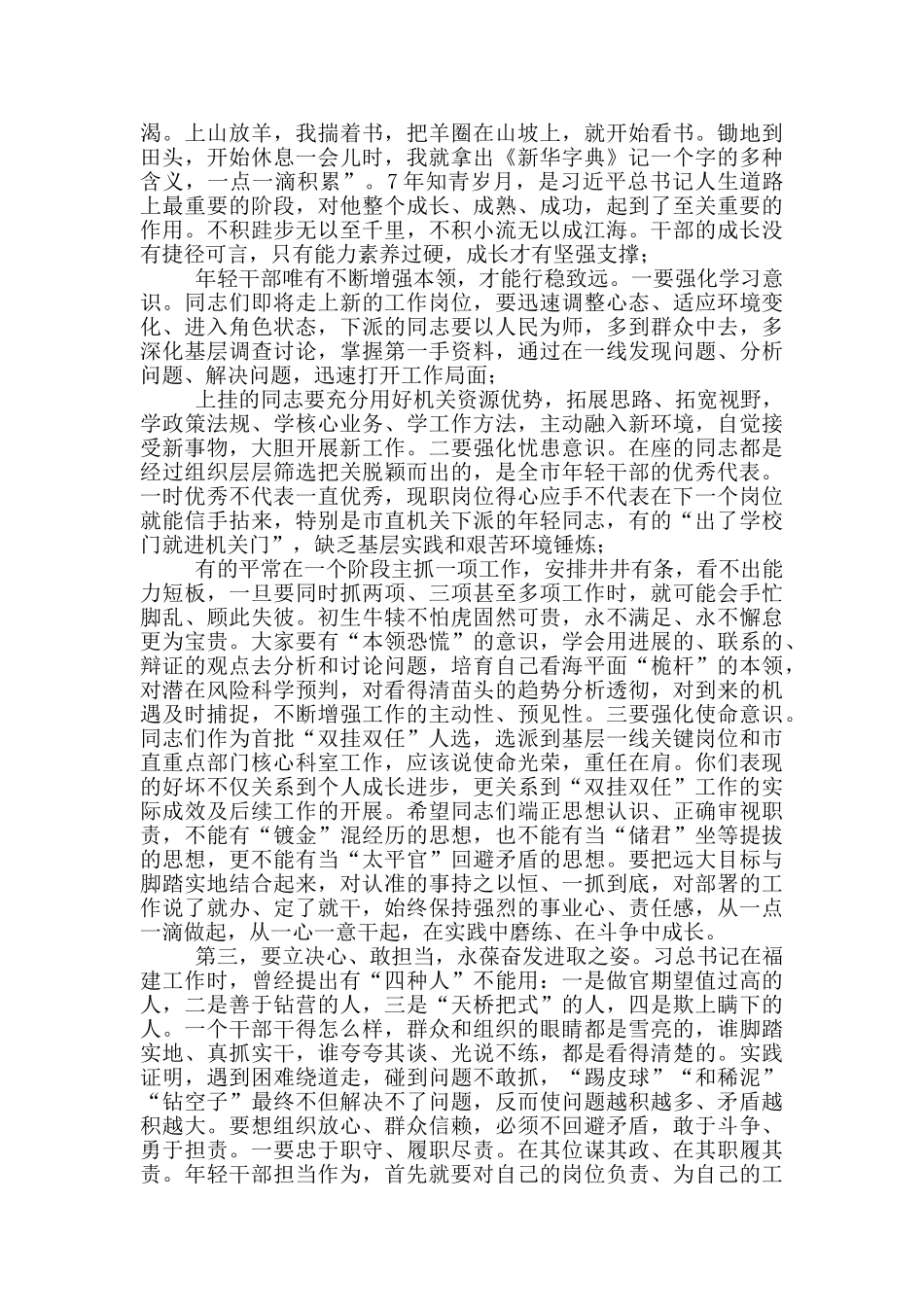 在年轻干部2024年“双挂双任”集体谈话会上的讲话_第3页