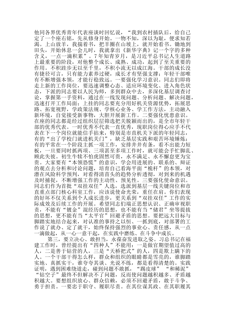 在年轻干部“双挂双任”集体谈话会上讲话_第3页