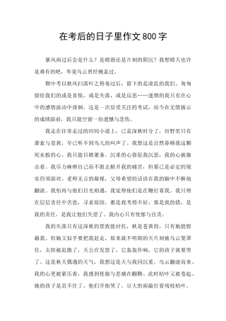 在考后的日子里作文800字