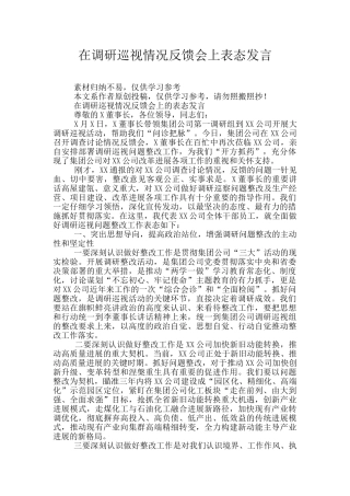 在调研巡视情况反馈会上表态发言